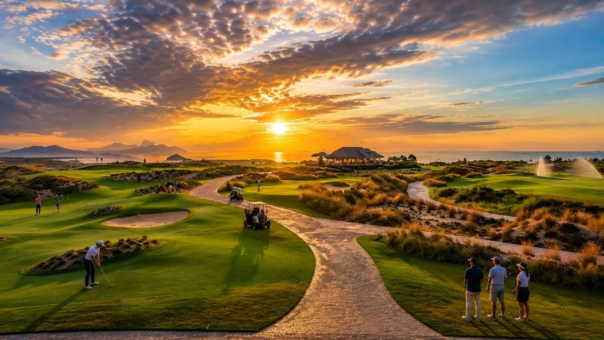 sunset round at Hoiana Shores Golf Club with ocean views